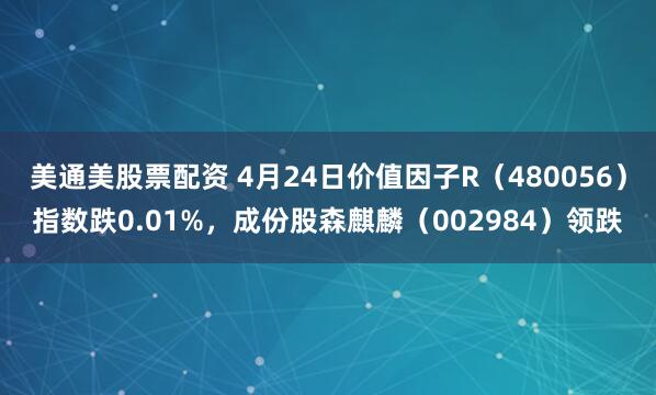 美通美股票配资 4月24日价值因子R（480056）指数跌0.01%，成份股森麒麟（002984）领跌